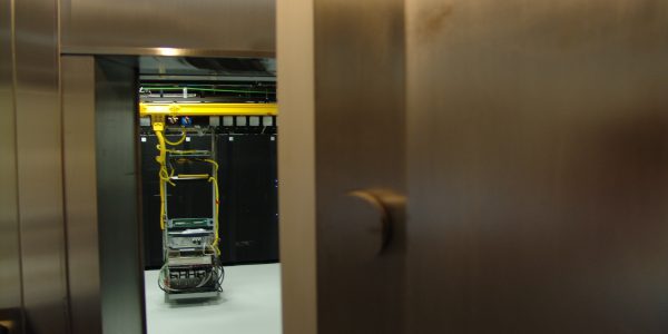 Vault door view into datacenter